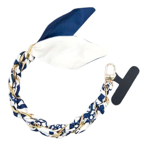SILKY SCARF BRAIDED CHAIN PHONE WRIST STRAP KEYCHAIN