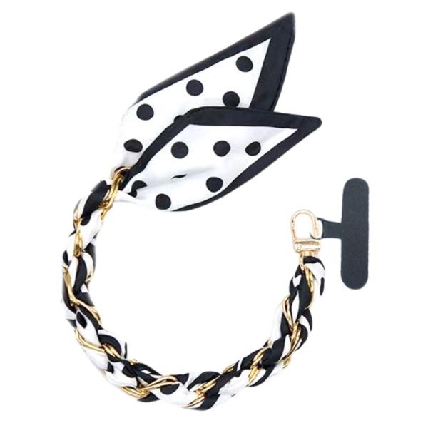 SILKY SCARF BRAIDED CHAIN PHONE WRIST STRAP KEYCHAIN