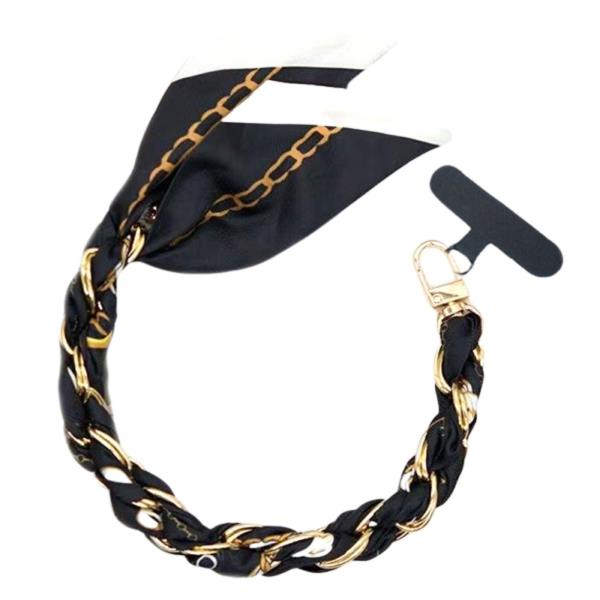 SILKY SCARF BRAIDED CHAIN PHONE WRIST STRAP KEYCHAIN