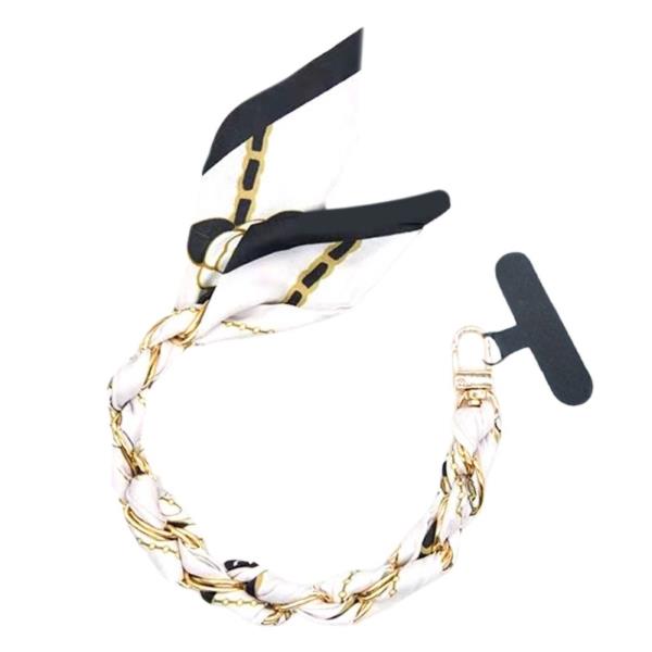 SILKY SCARF BRAIDED CHAIN PHONE WRIST STRAP KEYCHAIN