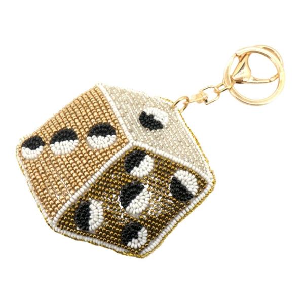SEED BEAD DICE KEYCHAIN