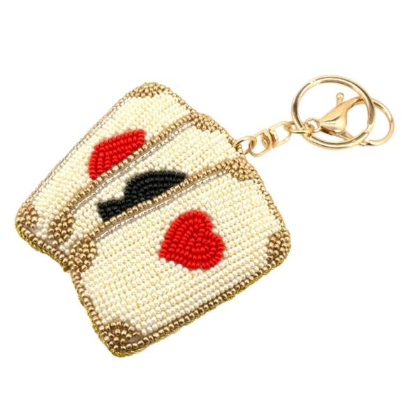 SEED BEAD CARDS KEYCHAIN