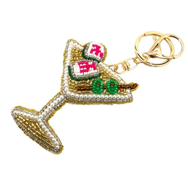 SEED BEAD MAHJANG MARTINI KEYCHAIN