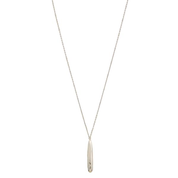 METAL TEARDROP PENDANT LONG NECKLACE