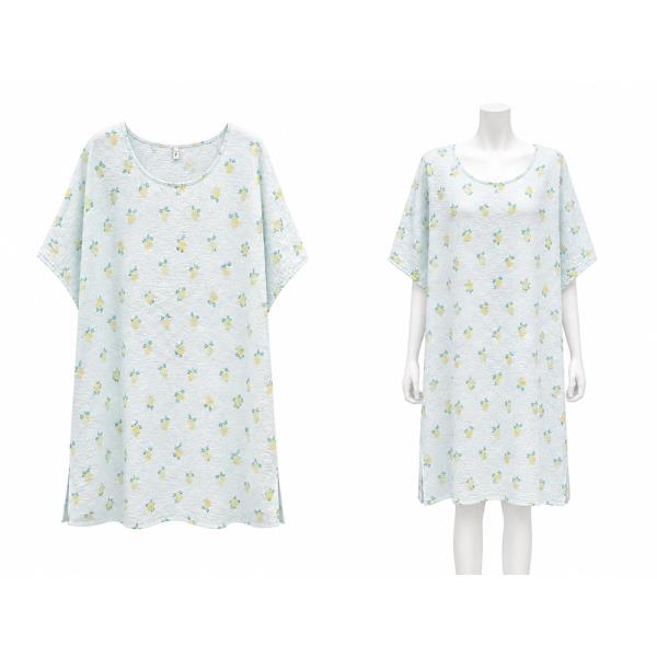 LEMON PRINT SHORT SLEEVE LOOSE PAJAMA DRESS
