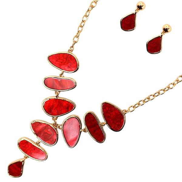 COLOR W CHAIN NECKLACE EARRING SET