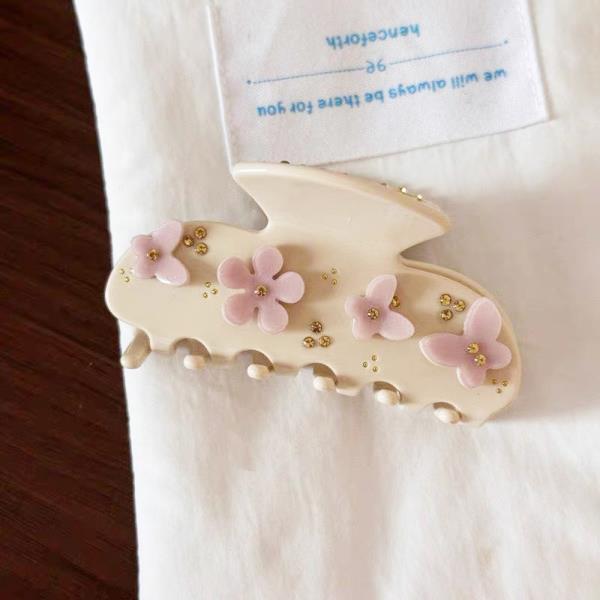 RHINESTONE FLOWER BUTTERFLY HAIR CLAW CLIP
