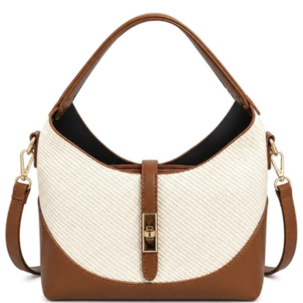 TEXTURED CURVE HANDLE TOTE BAG