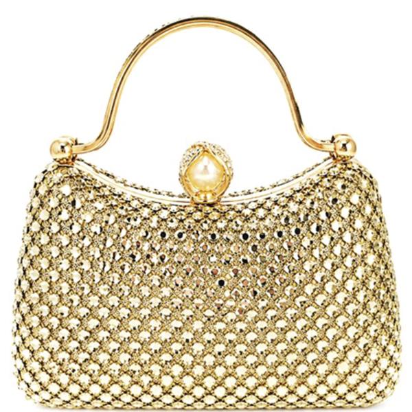 DECORATED TEXTURE DESIGN HANDLE EVENING CLUTCH BAG