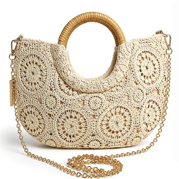 CIRCULAR PATTERN DESIGN HANDLE TOTE BAG