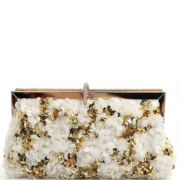MULTI SEQUIN EMBELLISHED EVENING CLUTCH BAG