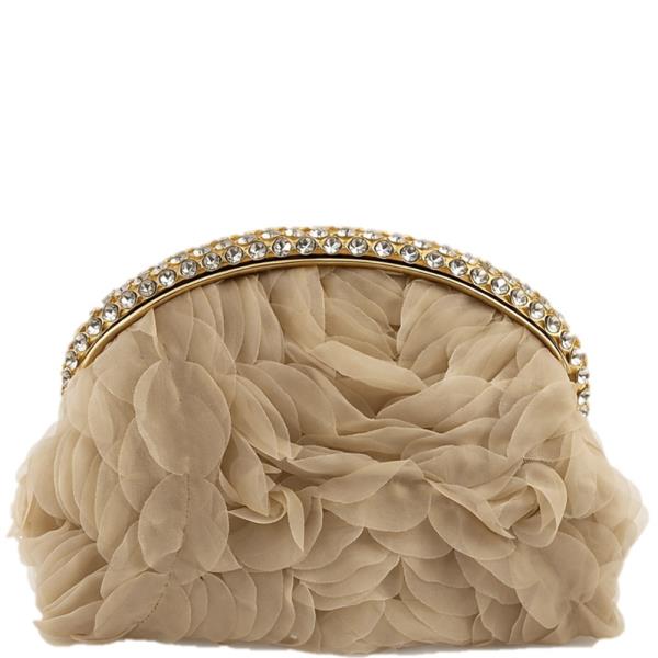 FLORAL TEXTURED CURVE DESIGN EVENING CLUTCH BAG