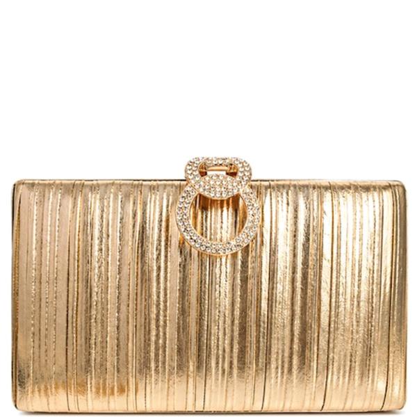 MODERN PLEATED RHINESTONE CLASP DESIGN EVENING CLUTCH BAG