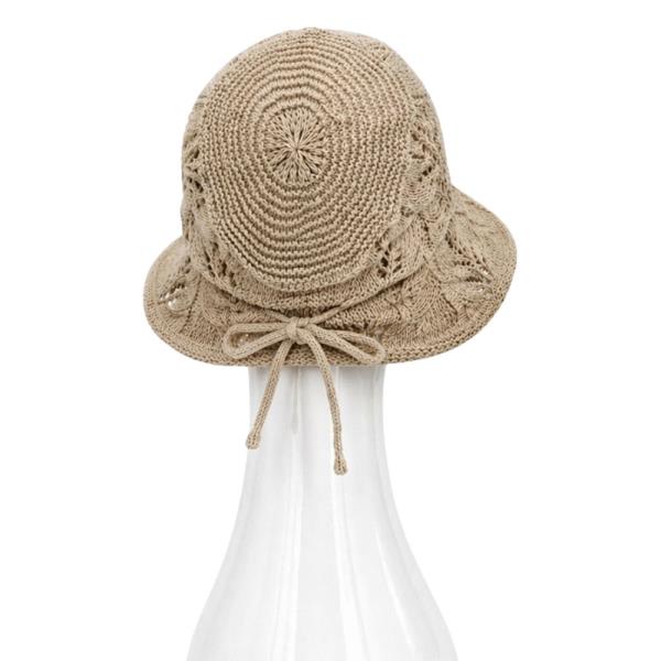 CROCHET LACE TRIM BOW BUCKET HAT