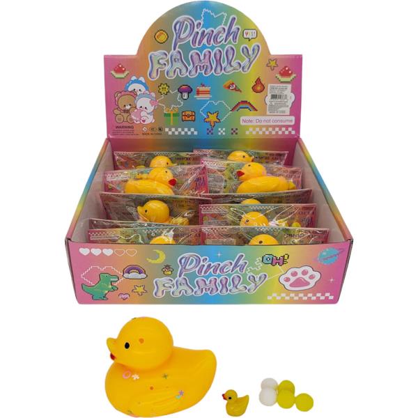 PINCH FAMILY RUBBER DUCK SQUISHY SQUEEZE TOY (12 UNITS)