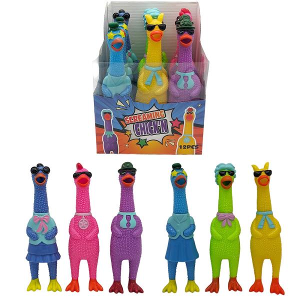 SQUEEZE SCREAMING CHICKEN TOY (12 UNITS)