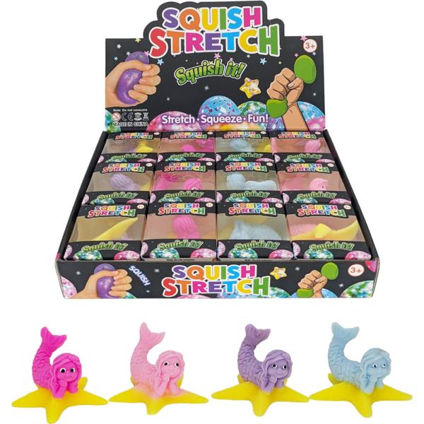 SQUISHY SQUEEZE STRETCH STRETCH SQUEEZE FUN MERMAID TOY (12 UNITS)