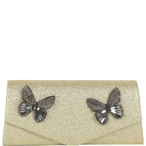 RHINESTONE BUTTERFLY CLUTCH EVENING BAG