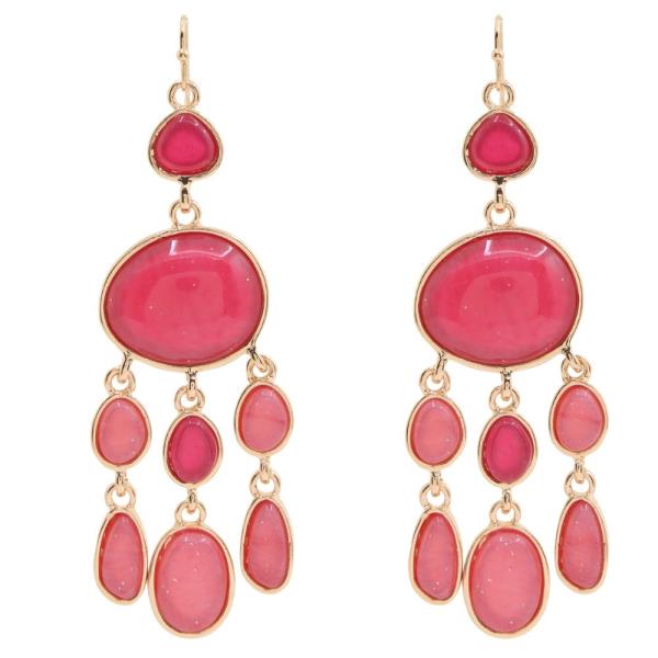SODAJO GOLD DIPPED MULTI ROUND STONE DROP DANGLE EARRING