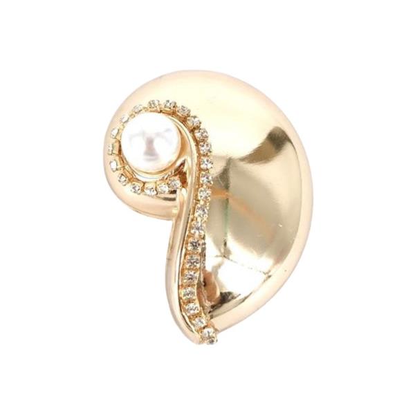 METAL RHINESTONE SWIRL BROOCH