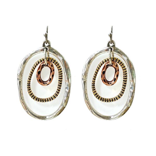 WESTERN METAL OVAL LINK DANGLE EARRING