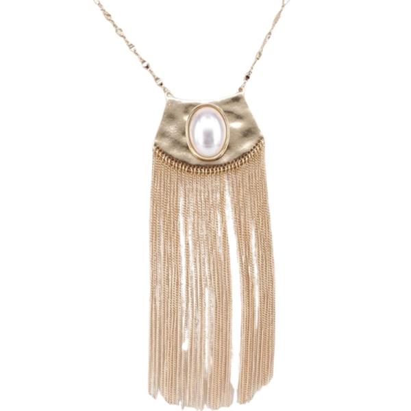 RHINESTONE CHAIN TASSEL PENDANT STATEMENT NECKLACE