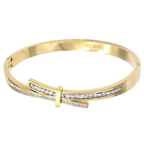 GOLD PLATED STAINLESS STEEL HINGED BANGLE BRACELETS