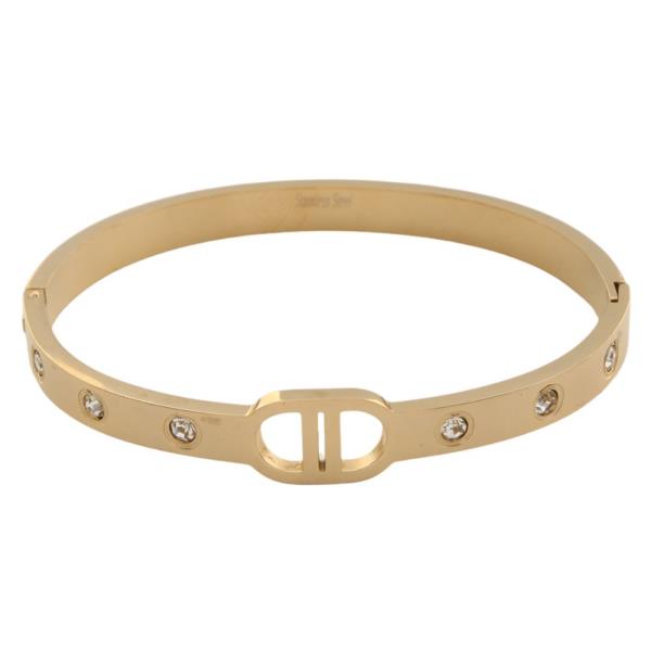 GOLD PLATED STAINLESS STEEL HINGED BANGLE BRACELETS