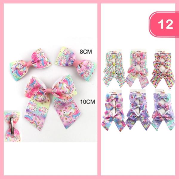UNICORN PRINT HAIR BOW (12 UNITS)