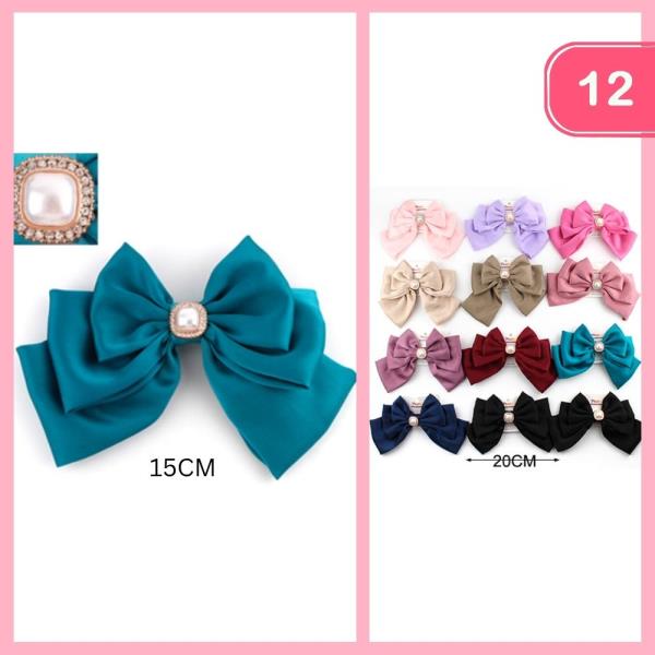 SILK LIKE PEARL PENDANT HAIR BOW (12 UNITS)