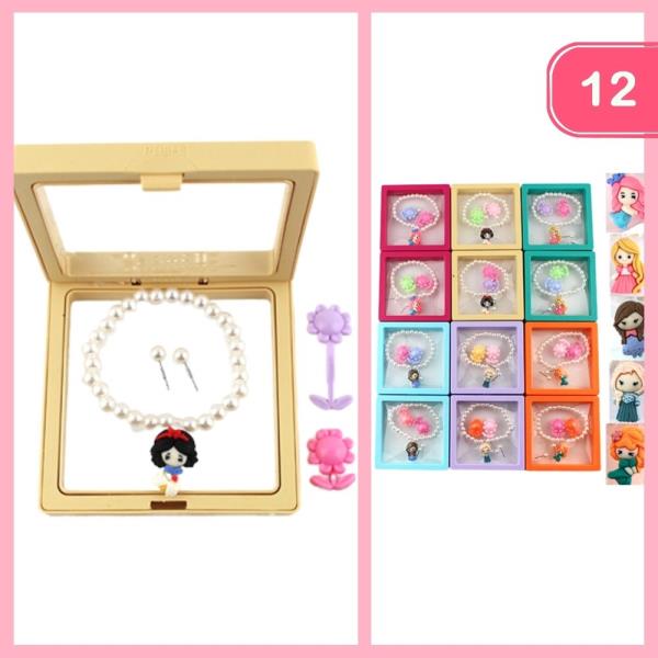 BEADED CHARM BRACELET EARRING SET (12 UNITS)