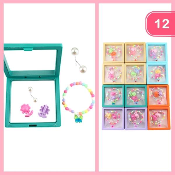 BEADED CHARM EARRING BRACELET SET (12 UNITS)