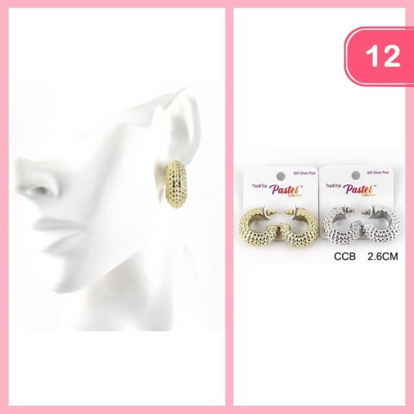 TEXTURED HUGGIE HOOP EARRING (12 UNITS)