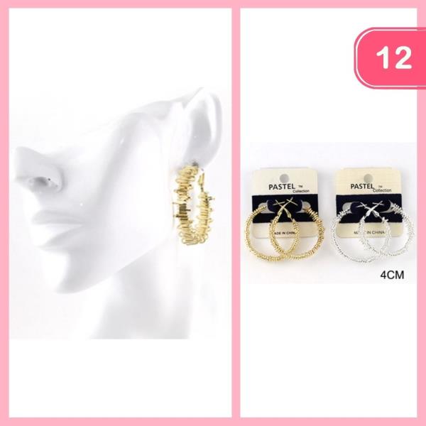 TEXTURED HOOP EARRING (12 UNITS)