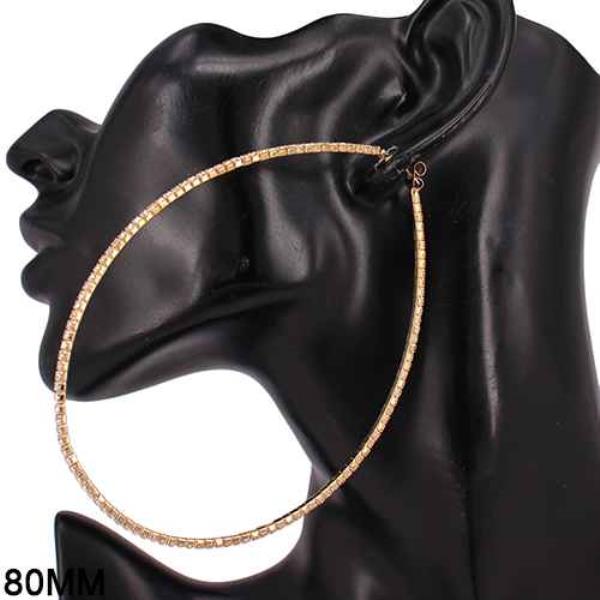 80MM RHINESTONE TEARDROP THIN HOOP EARRING