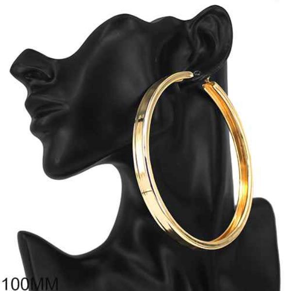 100MM METAL FLAT HOOP EARRING
