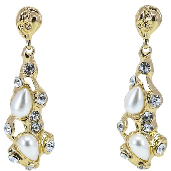 RHINESTONE PEARL DROP EARRING
