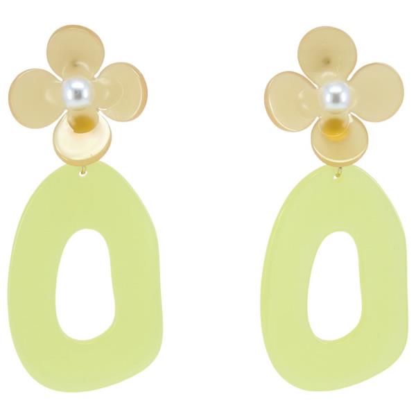 FLOWER OPEN OVAL DANGLE EARRING