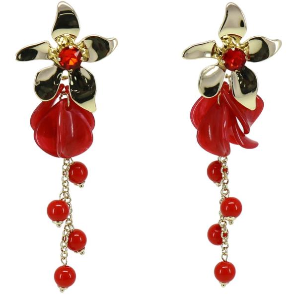 FLOWER PEARL DANGLE EARRING