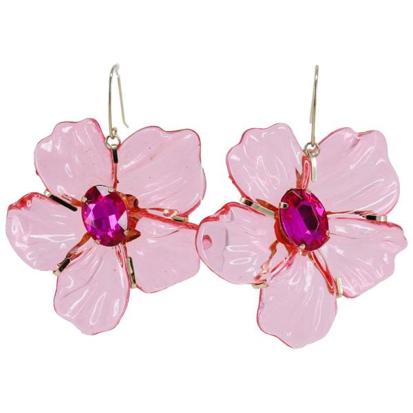 FLOWER CRYSTAL STONE DANGLE EARRING