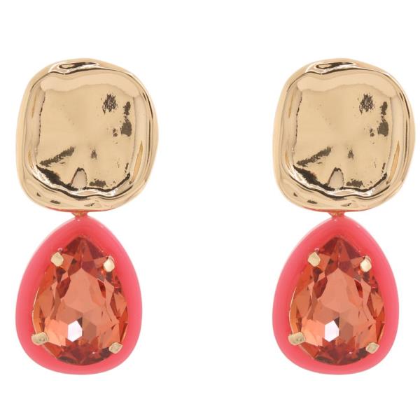 CRYSTAL STONE TEARDROP STUD EARRING