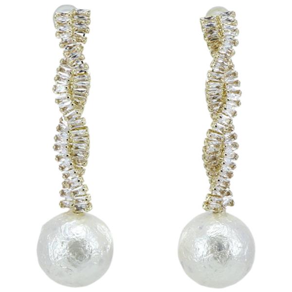 PEARL RHINESTONE DANGLE EARRING