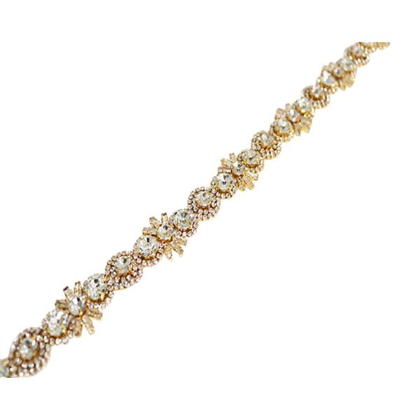 RHINESTONE HAND MADE BELT WHITE RIBBON