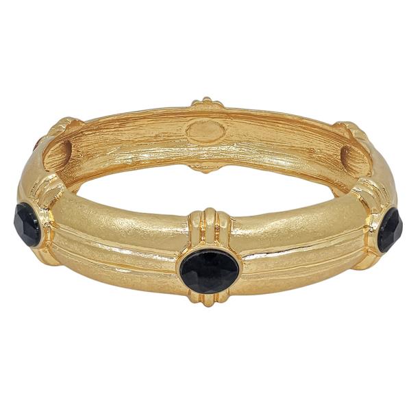 16MM WIDTH TEXTURED METAL BANGLE CRYSTAL ACCENT