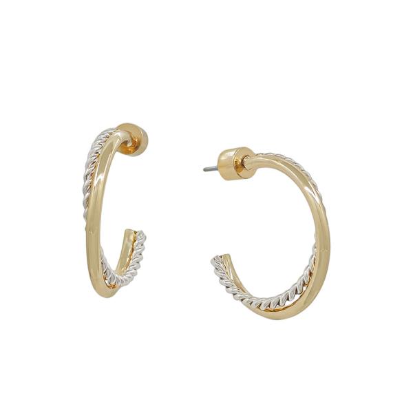 2 LAYERED TEXTURED METAL ACCENT HOOP