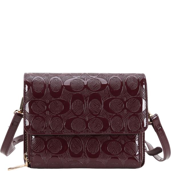 FAUX LEATHER MONOGRAM CROSSBODY BAG