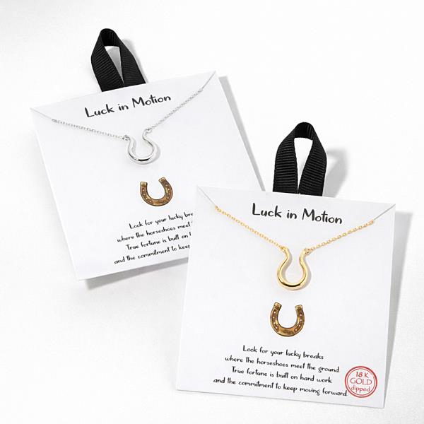 18K GOLD DIPPED LUCK IN MOTION HORSESHOE NECKLACE