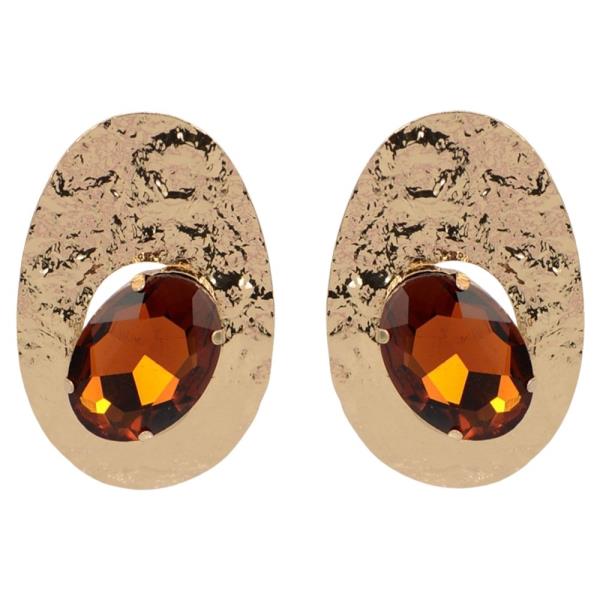 OVAL STONE EARRING