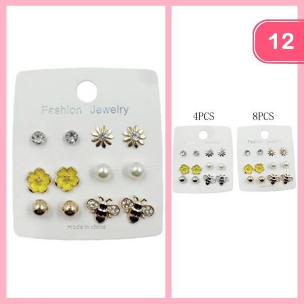 FLOWER BEE PEARL POST EARRING (12 UNITS)
