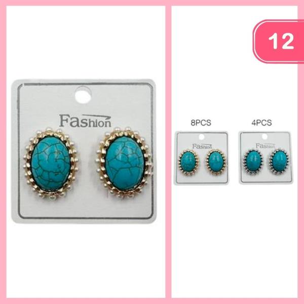 STONE PEARL POST EARRING (12 UNITS)